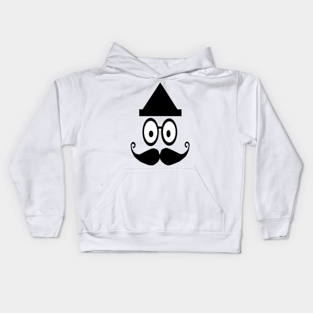 funny face with triangle shaped hat Kids Hoodie by RAK20